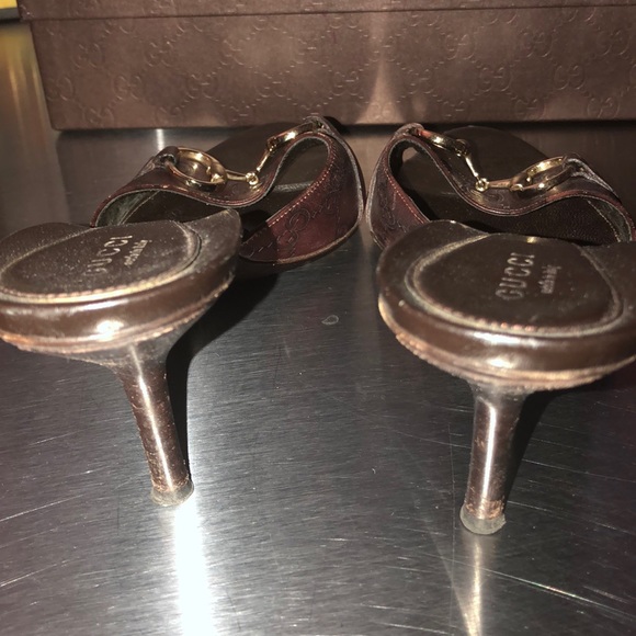 Gucci brown leather Guccisima sandals heels 39 - Picture 4 of 6